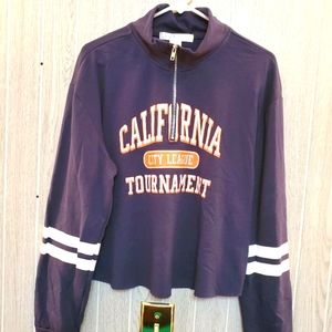 Youth In Revolt Pullovet  Crop Sweatshirt 1/4 Zip ~ Navy - NWT Jr's M